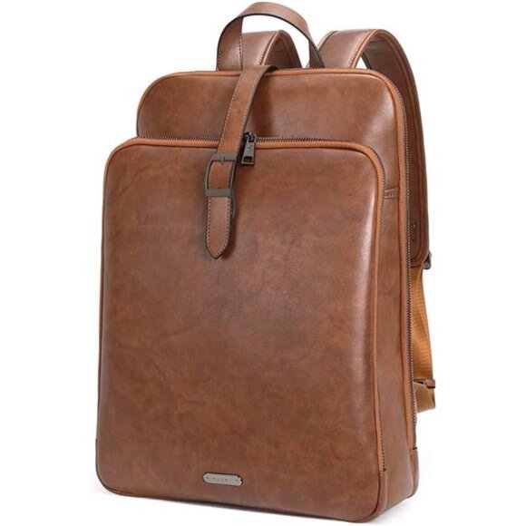 CLUCI Leather Backpack for Women, 15.6 inch Laptop Bag, Large Genuine Work